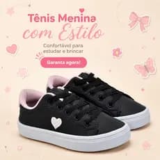 Tênis Menina Casual Coração | Modelo Básico e Fofo Para Estudar e Brincar Com Estilo | COMPRE JÁ!