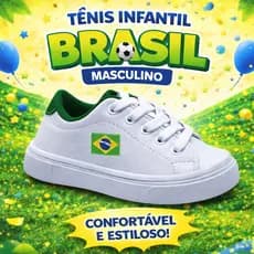 Tênis Infantil Masculino Copa do Mundo Brasil Unissex Leve Macio Confortavel