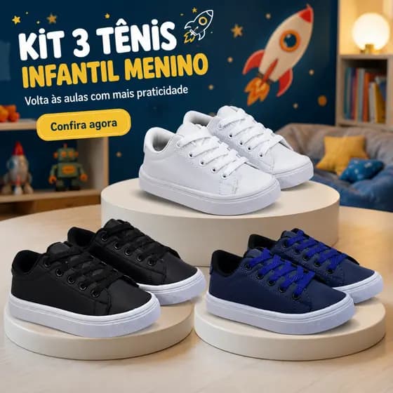 Kit 3 Tenis Infantil Menino | Volta as Aulas Com Praticidade e Estilo Do 26 ao 33 | COMPRE AGORA!