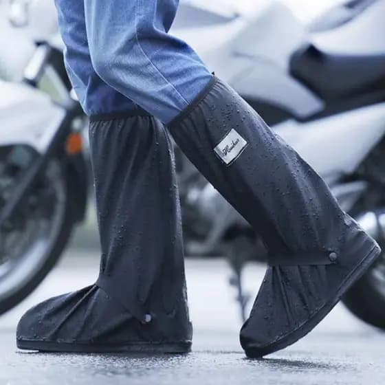 1 par de galocha/bota/sapato de chuva para motoqueiros [ impermeável; de borracha; 4 tamanhos; ] - IDADE FLORIDA -