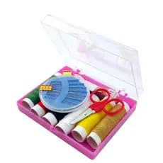 mini kit de costura com agulhas + tesoura + linhas de cores aleatórias + dedal + fita métrica ~idea florida shop ~