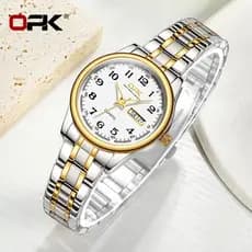 OPK Relógio Feminino 8110 A Prova D'água, Original De Aço Inoxidável Quartzo