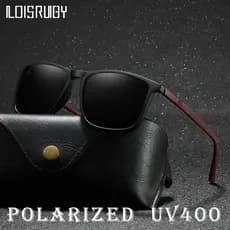 Óculos de Sol Masculino Polarizado UV400 Com Estojo, óculos quadrado vintage esportivo