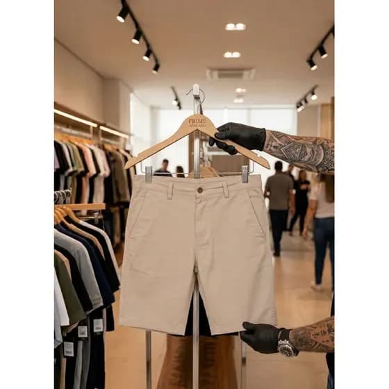 Bermuda Masculina de Sarja com Elastano Bolso Traseiro Embutido Bermuda Esporte Fno Masculina