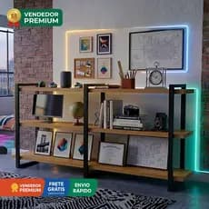 Nicho Prateleira Metalon Suspensa Ferro Madeira Mdf 120x35x60 Industrial Metal Aço Parede Reforçada