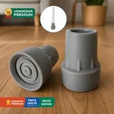 Kit 2 Ponteiras de Borracha Universal para Muleta e Bengala Cinza/Preta 19mm/22mm Ponta Locomoção