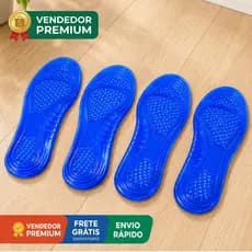 Kit 2 Pares Palmilha Silicone Gel Azul Ortopédica Conforto Alívio de Dores