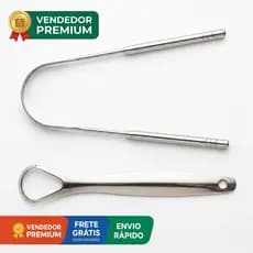 Kit Raspador De Lingua 2 peças Aço Inox Raspagem Higiene Bucal