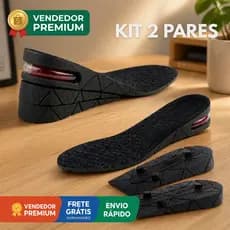 Kit 2 Pares Palmilha Aumenta Altura 3cm 5cm 7cm Preta Ajustável Recortável Unissex