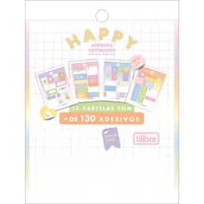 Bloco de Adesivos Decorados Happy Metalizado 12 Folhas Tilibra