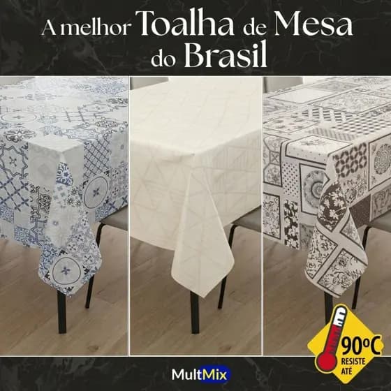 Toalha de Mesa de Plástico Térmica e Impermeável Para Mesas de 4 Cadeiras, 6 Cadeiras e 8 Cadeiras