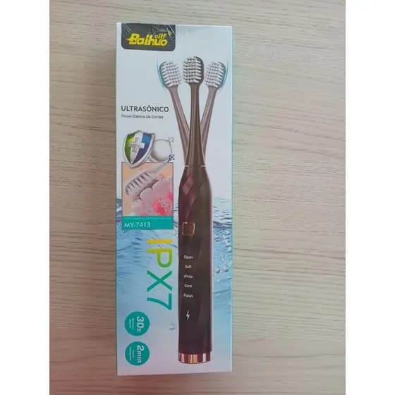 Escova Elétrica de Dentes Recarregável  IPX7 com 3 Refil Cabeça Escova 5 Funções - Baihuo City -Dentes mais brancos toda