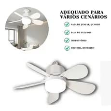 Ventilador De Teto Luz LED 30W Com 6 Hélices 42CM 3 Tipos De Luz Bivolt Com Controle Remoto