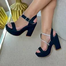 Sandália Salto Beth Fivela Meia Cana