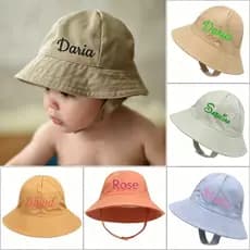 Chapéu Balde Infantil Bordado Personalizado Proteção UV Capa Facial Boné De Sol Respirável Fino Ao Ar Livre Para Bebê Pr