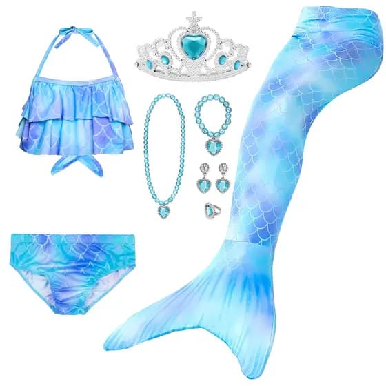 Criança Sereia Traje Meninas Sereia Cauda Swimsuit Biquíni Ariel Presente De Aniversário Cosplay Dress up