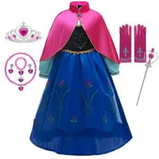 Fantasia de princesa para festa de aniversário de menina,fantasia da Anna para crianças, fantasia de Halloween infantil