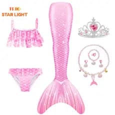 Crianças Sereia Cauda Traje Meninas Piscina Maiô Cosplay Roupa De Banho
