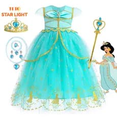 Traje De Jasmim/Festa De Aniversário De Meninas Vestido De Princesa Crianças Halloween Cosplay Fantasia