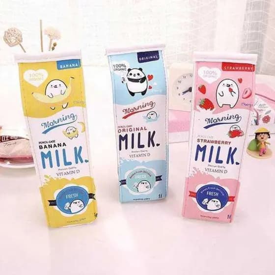 1 Pcs Cute Large Milk Bottle PU Caixa De Lápis De Couro Material Escolar Papelaria