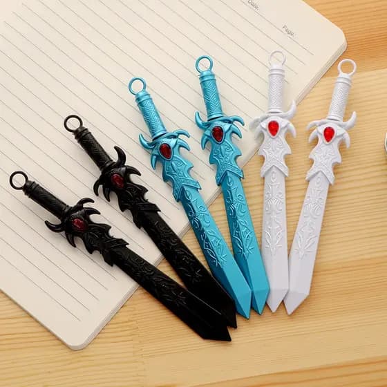 3 Peças Caneta Gel Criativa Com Desenho Escola Espada Para Escritório