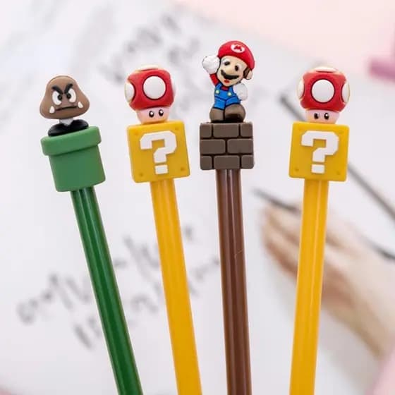 3 Peças Caneta Gel Fofa Super Mario/Material De Escritório/Papelaria