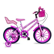 Bicicleta Infantil Aro 16 Princesa + 3 Anos Aro 16 Bella 2025 Cor Azul-celeste/Rosa Tamanho do quadro 16