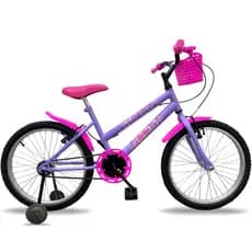 Bicicleta Aro 20 Infantil Feminina com Cestinha e Rodinhas Bike E Laser Presente Para Menina