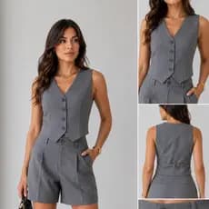 Conjunto Casual Feminino Alfaiataria Moda Elegante Chic