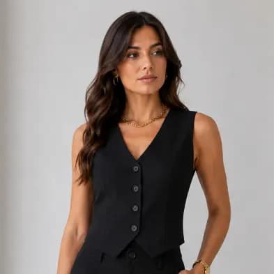 Colete Alfaiataria Feminino Forrado Curto Estilo Sofisticado e Confortável  Botões Social Decote V