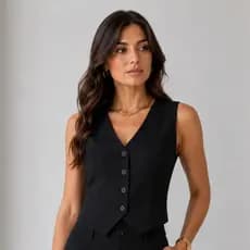 Colete Alfaiataria Feminino Forrado Curto Estilo Sofisticado e Confortável  Botões Social Decote V