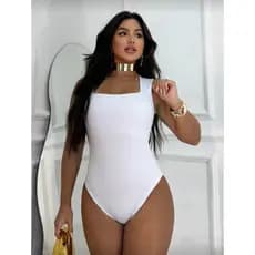 Kit 2 Body Suplex Decote Quadrado Com Forro Alça Grossa Blusinha Blogueira  Moda Verão