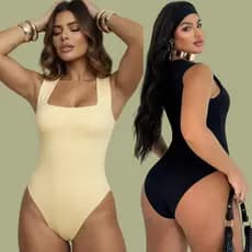 Kit 2 Body Bory Decote Quadrado Grossa Blusinha Blogueira com Forro