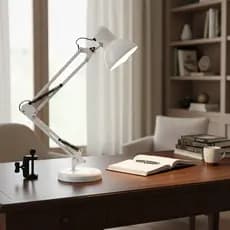 Luminária de Mesa de Metal Articulada para Escritório com Base e Garra Regulável para Leitura Escritório Home Office