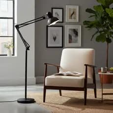 Luminária De Chão Braço Articulado Coluna Abajur Chão Preto Escritório Quarto Sala Luminária Piso Pedestal