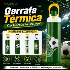 WATERSY Garrafa Térmica para Futebol 600/720ml 24h Quente/Frio - Ideal para Esportes e Escola