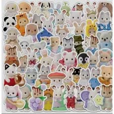 Adesivo Sylvanian Families Fofo Resistente a Água Decoração Caderno Casinha Capa De Celular Garrafa