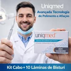 Kit Cabo + 10  Lamina de Bisturi - Escolha seu Tamanho - Podologia Odontologia Clinica Estética Dermaplaning - Uniqmed