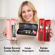 Estojo Portátil Porta Escova Pasta Dente Pincel Maquiagem Talher Case Organizador Multiuso Viagem Bolsa Mochila UZ