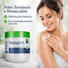 Creme Hidratante P/ O Corpo Natuphil 450g Pele Secas Sensíveis Hipoalergênico, Ressecada Sem Cheiro - Natuflores