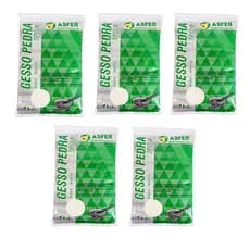 Kit 5 Gesso Pedra Branco Tipo III 1kg Asfer