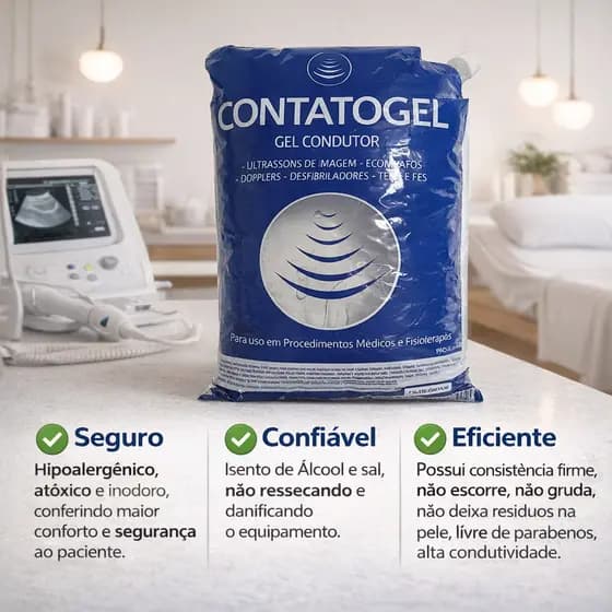 Gel Clinico Contato Condutor Ultrassom Incolor 5kg Bag Contatogel RMC Tens Fes