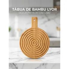 Tábua de Bambu Redonda com Alça Decorativa e Versátil LYOR