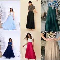 Saia Plissada Longa Plus Size G1 G2 G3 Evangélica Elegante Forrada Lisa -0241