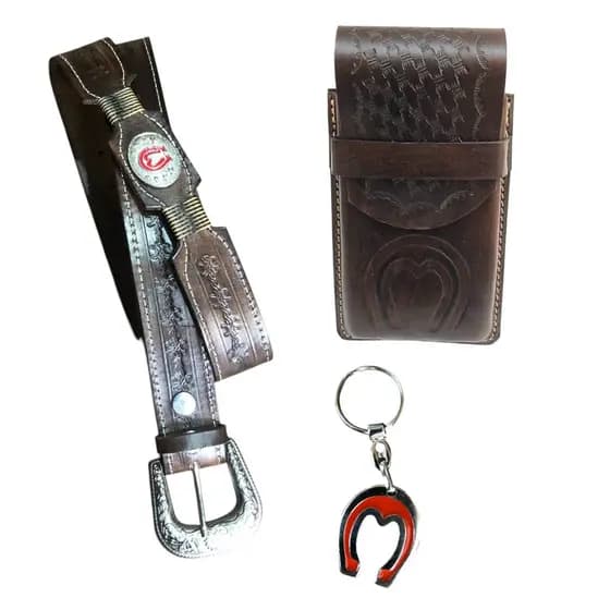 Kit Capinha para Celular Cinto Apliques e Chaveiro Mangalarga