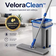 Mop Flat Lava e Seca Com Balde 2 Refis Microfibra Limpeza Sem Esforço Cabo Ajustável