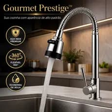 Torneira Gourmet Flexível de Mesa com Ducha 360° Aço Inox 1/2" Gourmet Prestige™