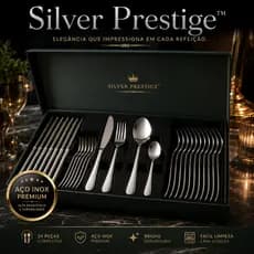 Conjunto Talheres Inox 24 Peças Premium Luxo Aço Inoxidável Resistente Mesa Posta Completa