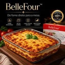 Kit 2 Assadeiras de Vidro Refratário Retangulares BelleFour™ Para Forno Resistente e Fácil de Limpar