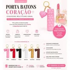 Kit de 05 ou 10 chaveiros Porta Batom/Porta Hidratante Labial/Gloss/Porta Mini Perfume/Presente/Escolha Tam P ou G
